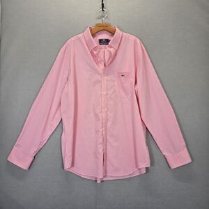 Vineyard Vines Pink White Gingham Long Sleeve Performance Button Down Shirt XL